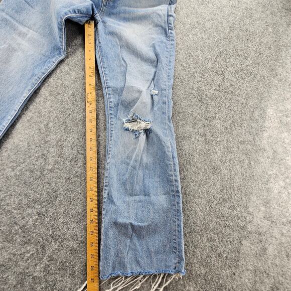 Gap Jeans Womens Sz 2 / 26 Ankle Flare Light Indigo Destroyed Raw Hem High Rise - Picture 11 of 16